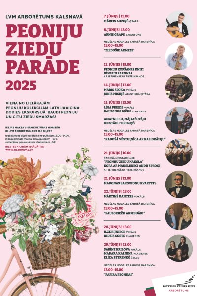 peoniju ziedu parade afisa